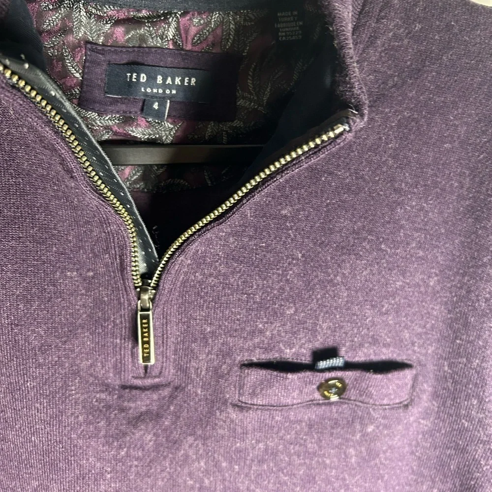 Ted Baker Men's Deep Purple Zip-Up Sweater